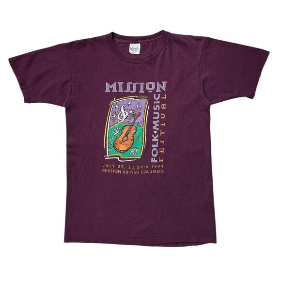 90s Vintage Mission Folk Festival T-shirt Music British Columbia 1994 Guitar. - Picture 1 of 6